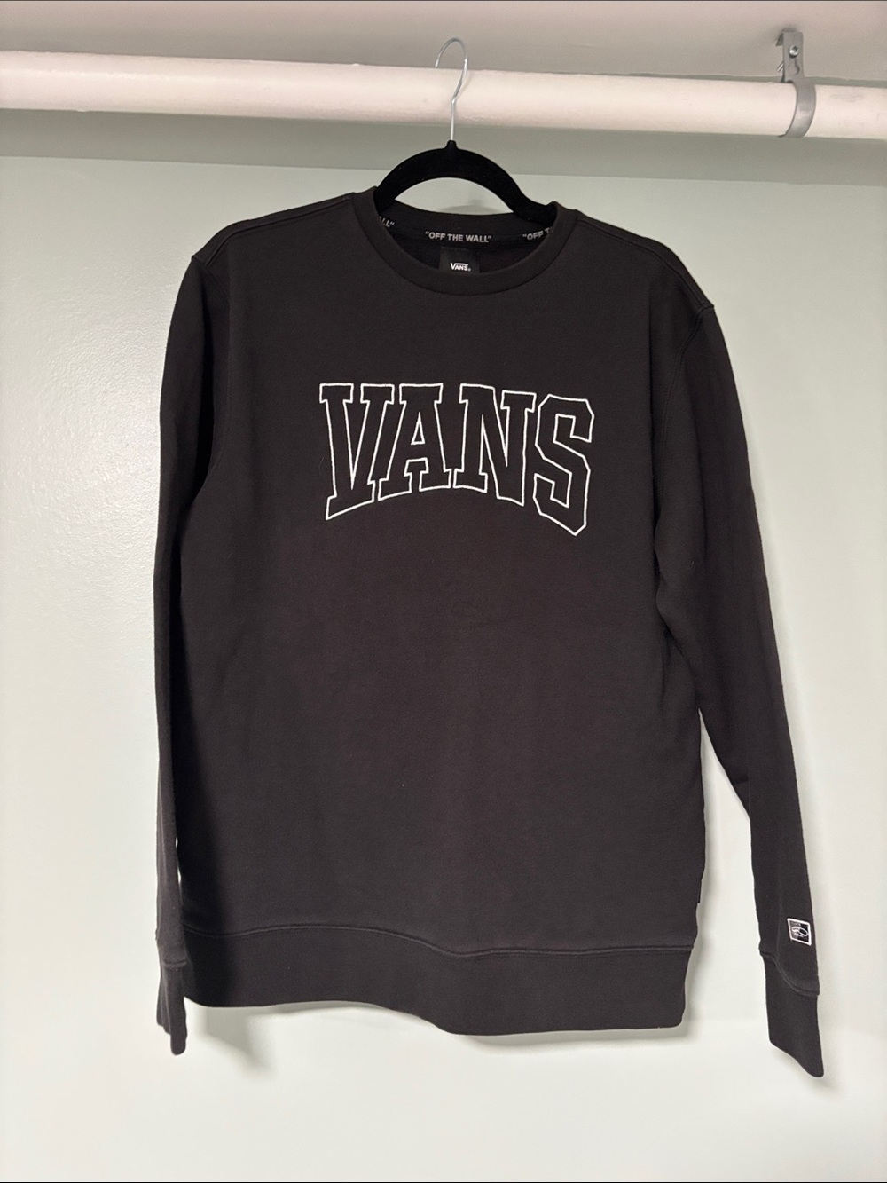 Vans Black Crewneck with White Outlined Logo